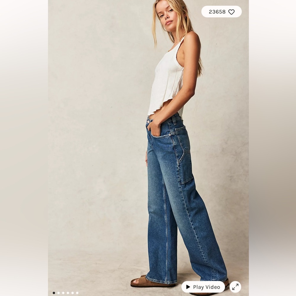 Free People Blue Straight Leg Jeans